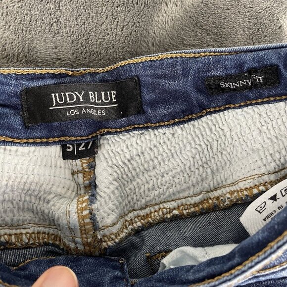 Judy Blue Jeans Womens 5/27 Moto Skinny Fit Distressed Mid  Rise USA - Picture 6 of 11